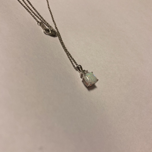 925 Sterling Silver Opal Necklace - Picture 3 of 6